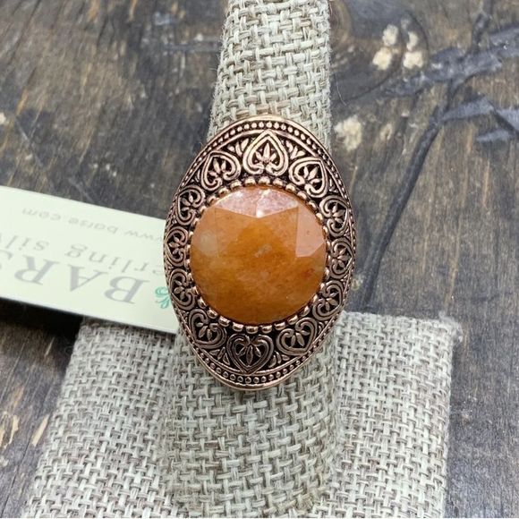 BARSE Copper Filigree with Faceted Orange Jade Statement Ring Sz 8 NWT - Picture 5 of 5